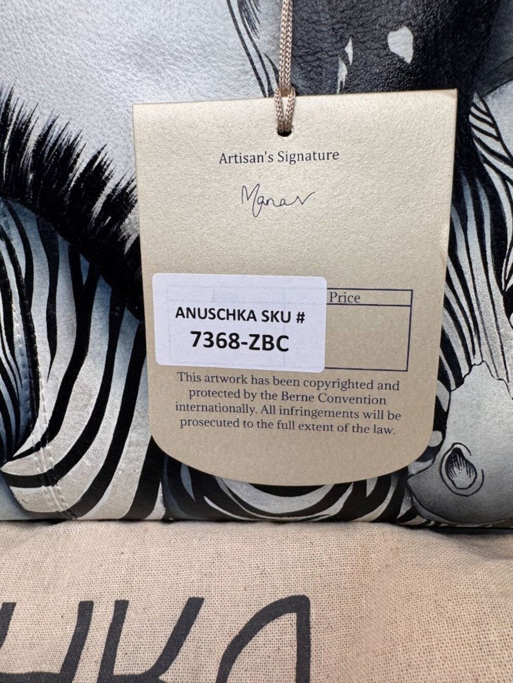 NWT Anuschka Zebra Hand Painted Leather Satchel Crossbody Bag 7368-ZBC Dust Bag - Picture 6 of 11